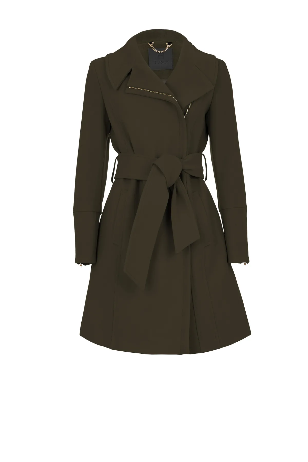 Ženski kaput na preklop sa rajsferšlus kopčanjem 