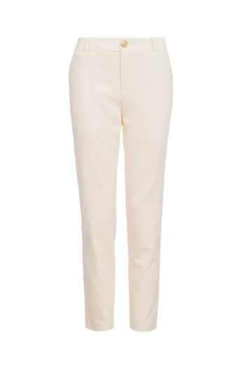 Ženske pantalone ravnog kroja sa gajkama na pojasu 