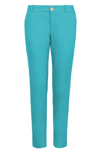 Ženske pantalone ravnog kroja sa gajkama na pojasu 