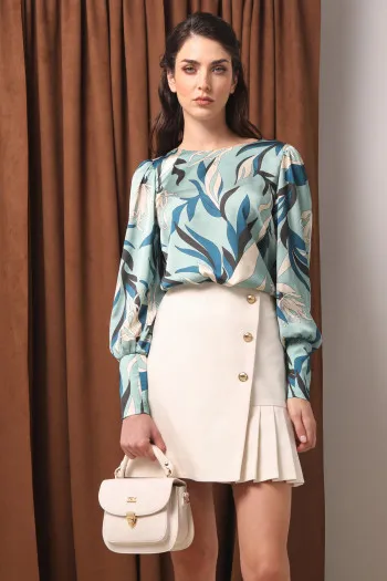 Bluza naglašenih rukava u cvetnom dezenu 